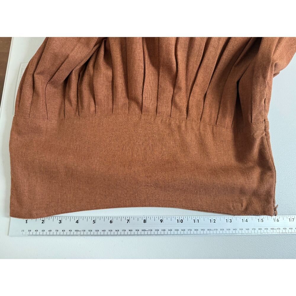 Ninety Linen Blend Pleated Lace Hem Skirt Womens Small Embroidered Bead Cottage - Picture 7 of 10
